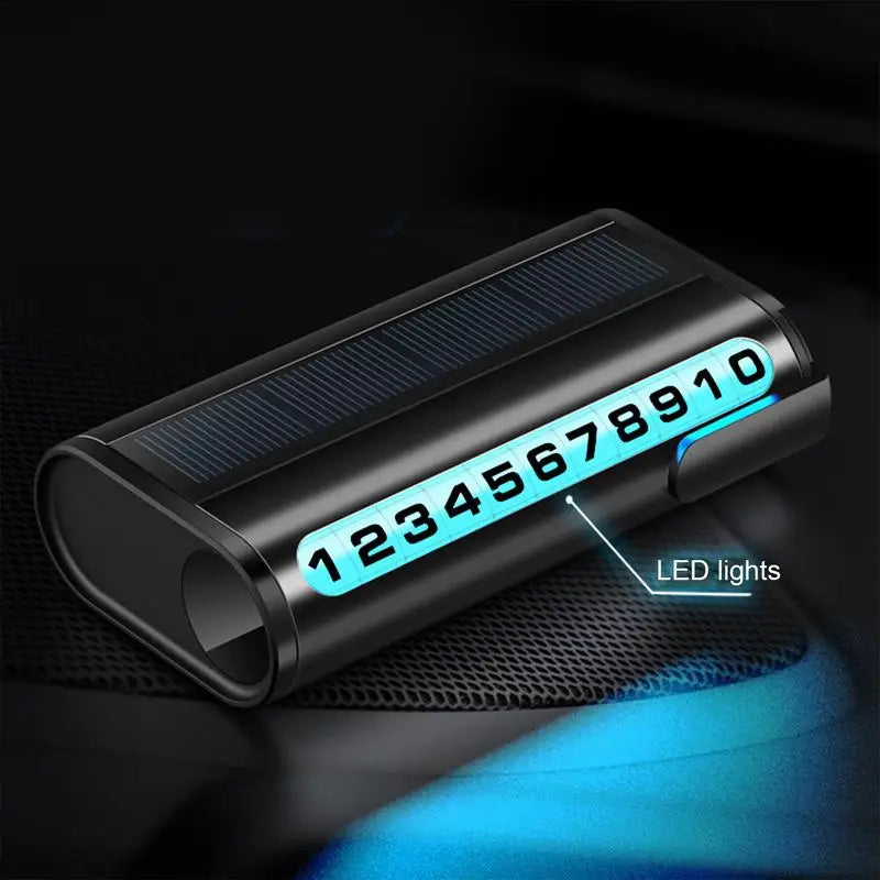 LED Solar Parking Phone Number Card – Luminous 3 Colors (Universal Car)