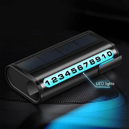 LED Solar Parking Phone Number Card – Luminous 3 Colors (Universal Car)