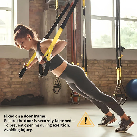 Suspended Training Belt with Bungee Storage Bag for Pull-ups, Pilates, Strength Training and Resistance Home Exercise Supplies