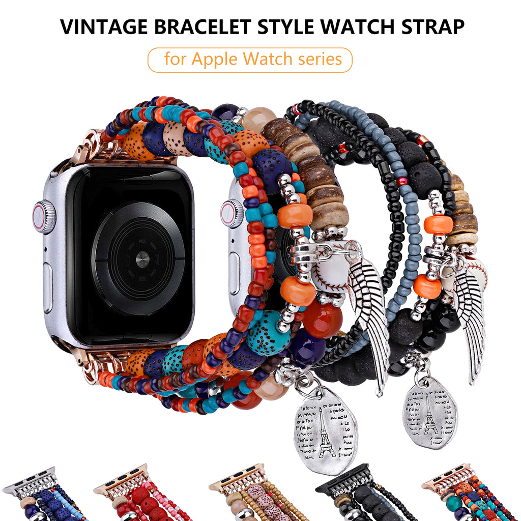 Handmade Beaded Bracelet Strap for Apple Watch Series 11, 10 & Ultra – Women’s Retro Band, 40–49mm