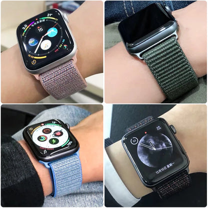 Nylon Loop Strap for Apple Watch Band 46mm 44mm 40mm 42mm 45mm 41mm 49mm 44 mm Bracelet iWatch Series Ultra 2 11 10 9 SE 7 6 5 4