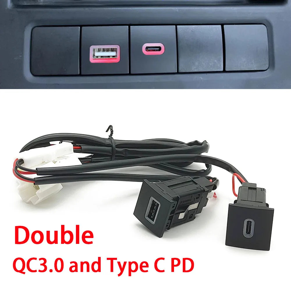 Fast Charging Car USB Adapter (PD & QC3.0 Power Button)