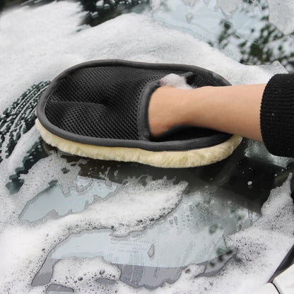 Soft Wool Car Wash Gloves – Plush Cleaning Mitt for Car & Motorcycle Care