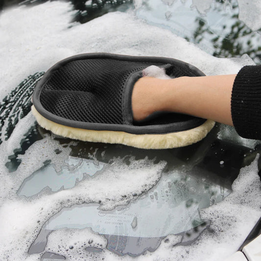 Soft Wool Car Wash Gloves – Plush Cleaning Mitt for Car & Motorcycle Care