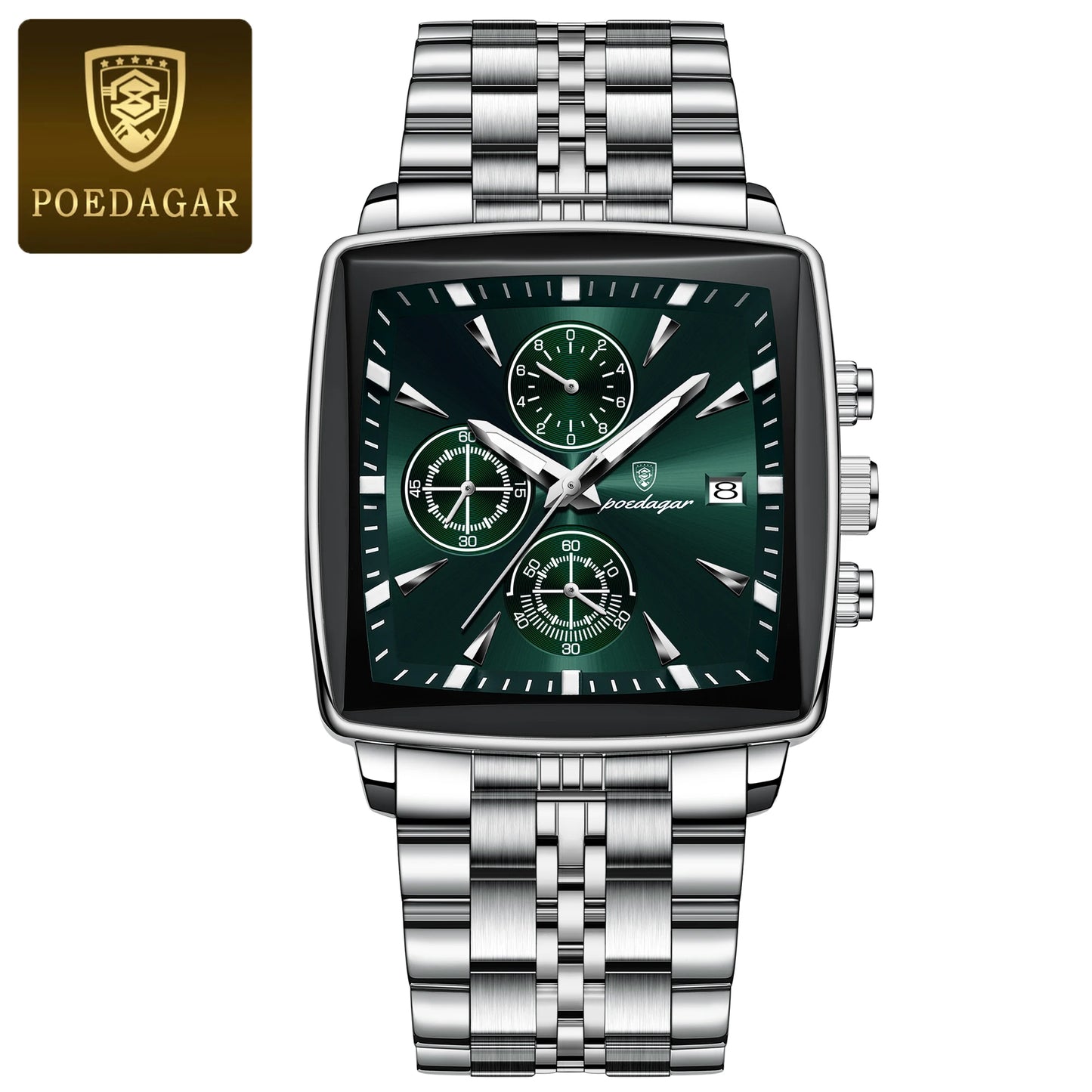 POEDAGAR Men’s Waterproof Chronograph Watch – Stainless Steel Quartz Watch