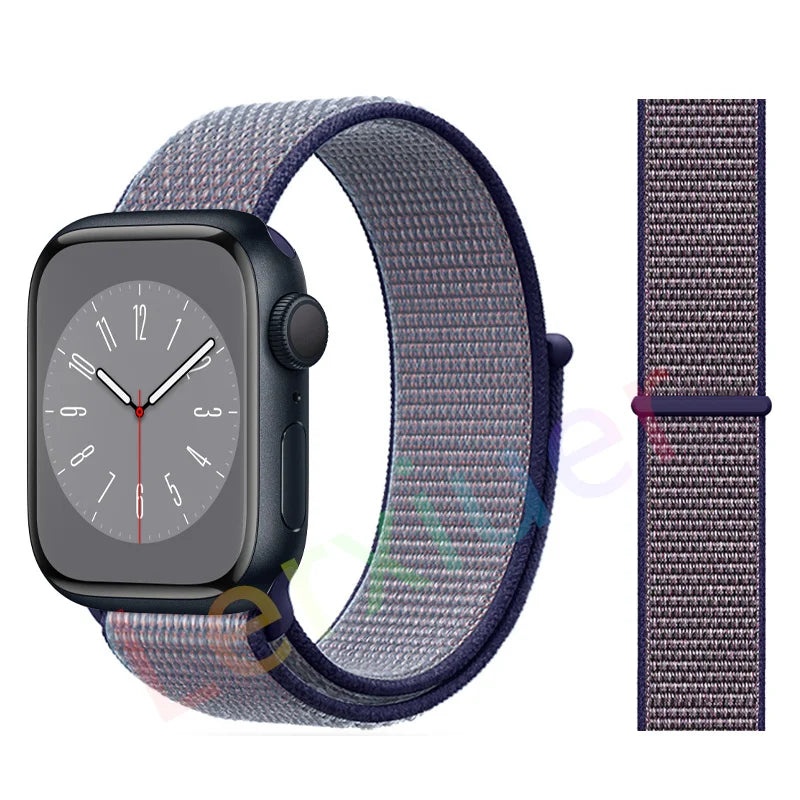 Nylon Loop Strap for Apple Watch Band 46mm 44mm 40mm 42mm 45mm 41mm 49mm 44 mm Bracelet iWatch Series Ultra 2 11 10 9 SE 7 6 5 4