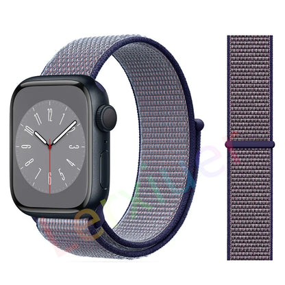 Nylon Loop Strap for Apple Watch Band 46mm 44mm 40mm 42mm 45mm 41mm 49mm 44 mm Bracelet iWatch Series Ultra 2 11 10 9 SE 7 6 5 4