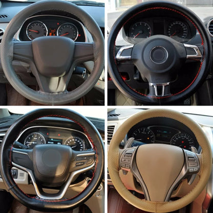 Universal Steering Wheel Cover 38cm (14”) – DIY Stitch-On Leather Wrap Anti-Slip