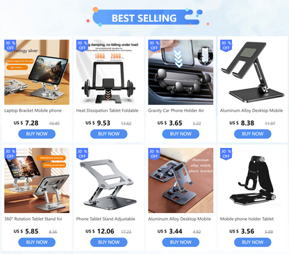 360° Rotating Tablet Stand – Adjustable Foldable Aluminum Holder for iPad & Phone