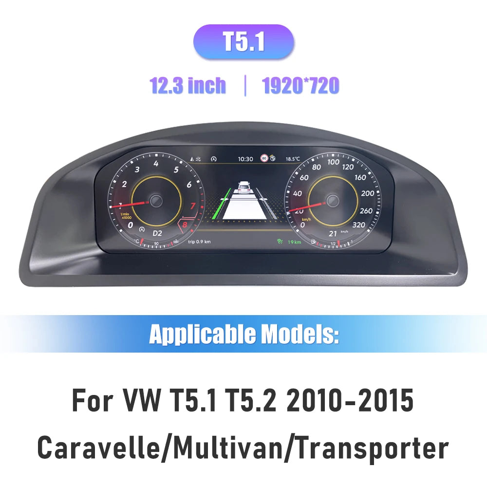 10.25" Digital Instrument Cluster for VW T5.1 / T5.2 (2010–2015)