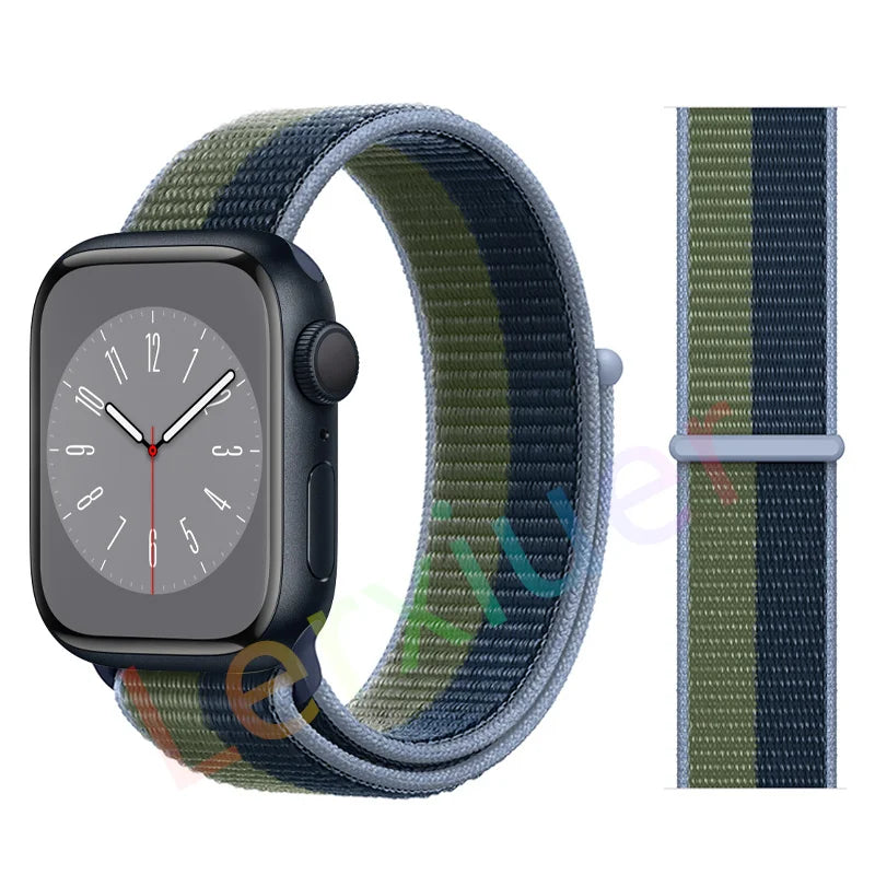 Nylon Loop Strap for Apple Watch Band 46mm 44mm 40mm 42mm 45mm 41mm 49mm 44 mm Bracelet iWatch Series Ultra 2 11 10 9 SE 7 6 5 4