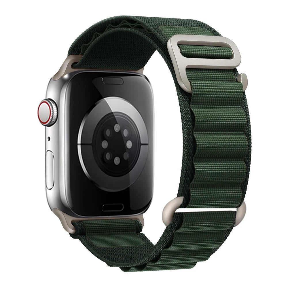 Nylon Alpine Strap for Apple Watch – Adjustable Sport Band (40–49mm, Ultra & Series Compatible)
