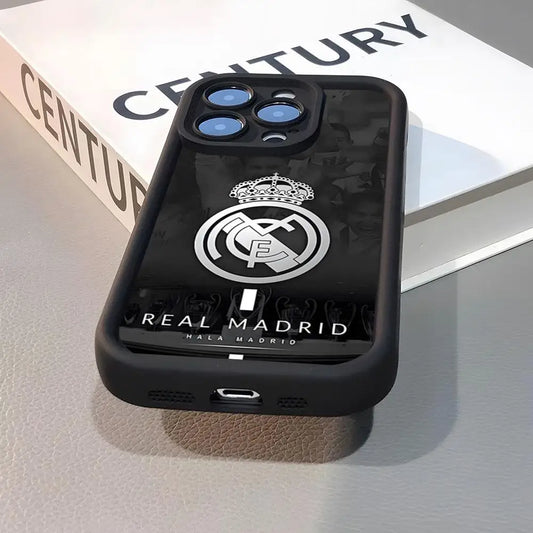 R-Real M-MadridE-S Phone Case Simple Solid Color Frosted Silicone For IPhone 17 16 13 12 15 14 Promax Plus All Inclusive Drop P
