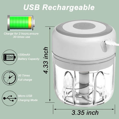 Electric Garlic Mincer 250ml – USB Portable Mini Food Chopper for Vegetables & Onion