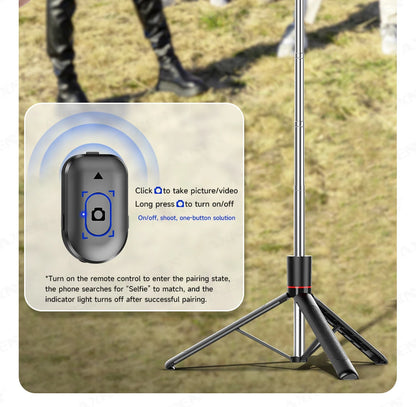 F16 Selfie Stick Tripod – 170cm Extendable with Bluetooth Remote & 360° Rotation