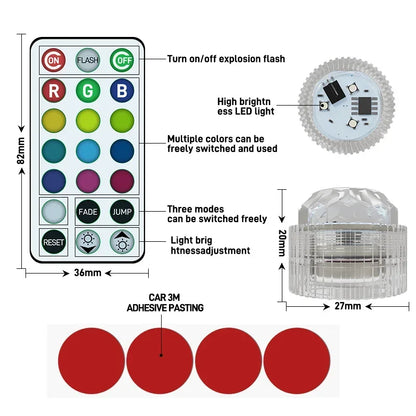 Wireless LED Car Interior Light – Adhesive Ambient Roof Lamp with Remote Control
