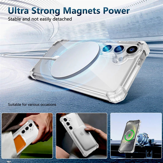 Funda Transparente Antichoque Armor para Samsung Galaxy S26 S25 S24 S23 S22 Note 20 Ultra Plus FE S24FE S23FE con Carga Magsafe