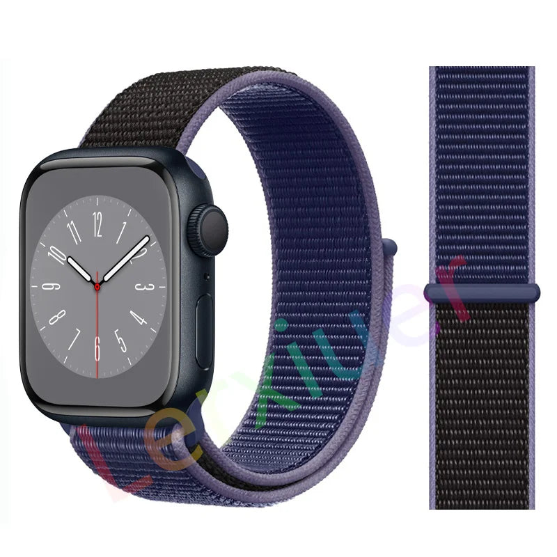Nylon Loop Strap for Apple Watch Band 46mm 44mm 40mm 42mm 45mm 41mm 49mm 44 mm Bracelet iWatch Series Ultra 2 11 10 9 SE 7 6 5 4