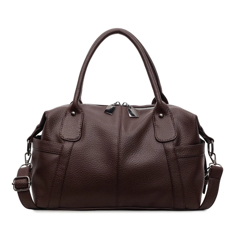 Luxury Women Shoulder Bag Soft Leather Retro Solid Color Crossbody Bags Large Capacity Handbags Fashion Travel Commuter Tote Sac