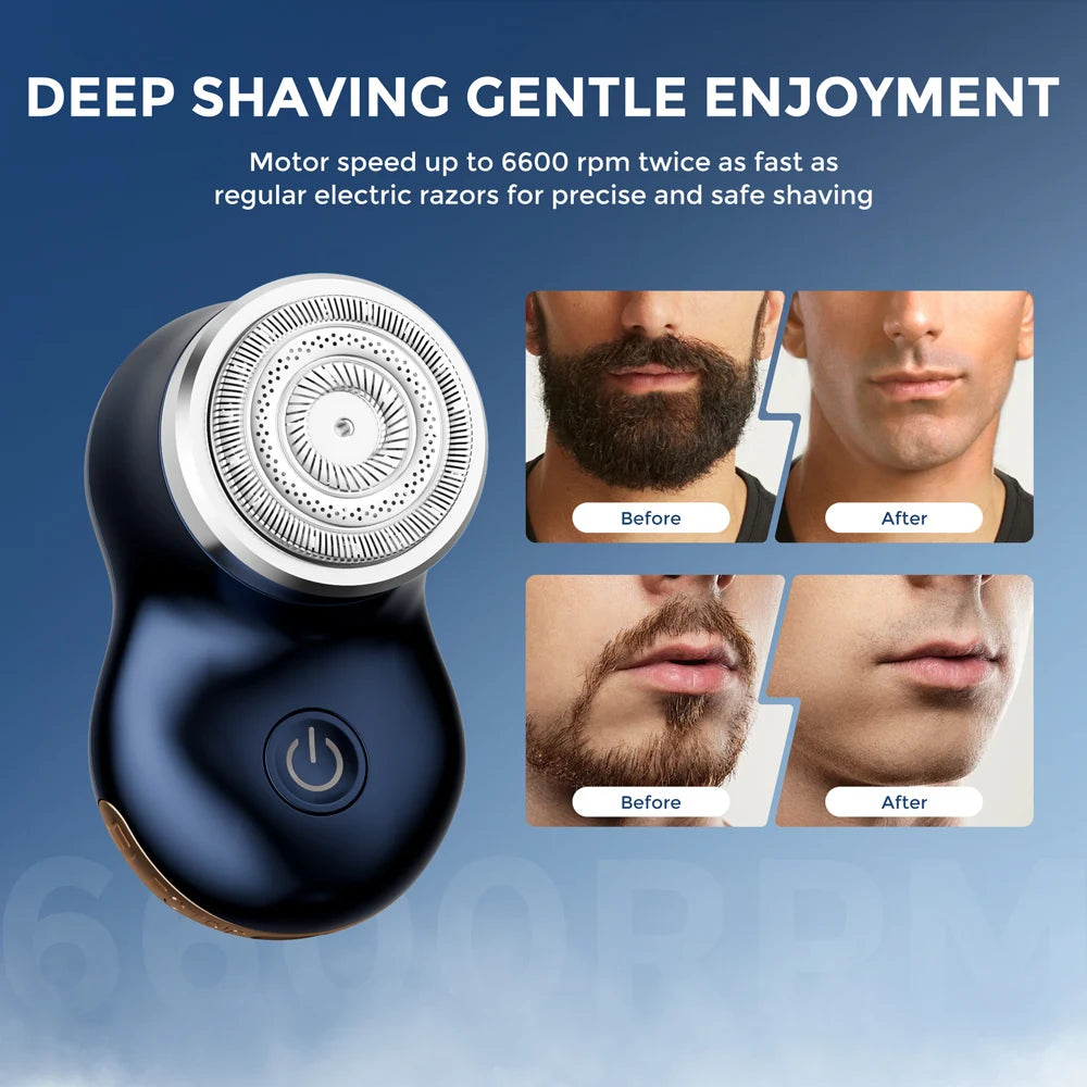 Sejoy Men Shaving Tool Usb Rechargeable Portable Electric Shaver with Led for Men Waterproof Mini Travel Rotary Razor
