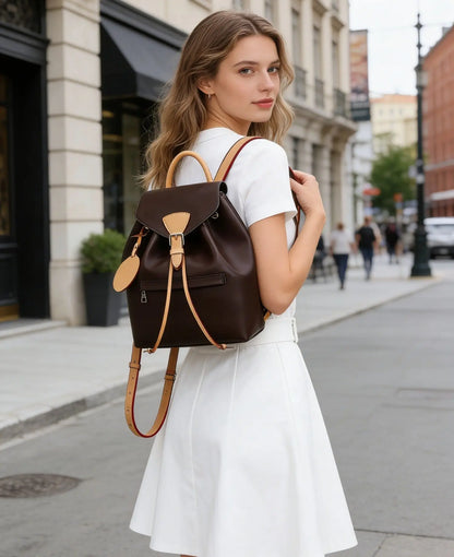 Fashion Designer Leather Women’s Small Backpack – Casual Luxury Everyday Bag