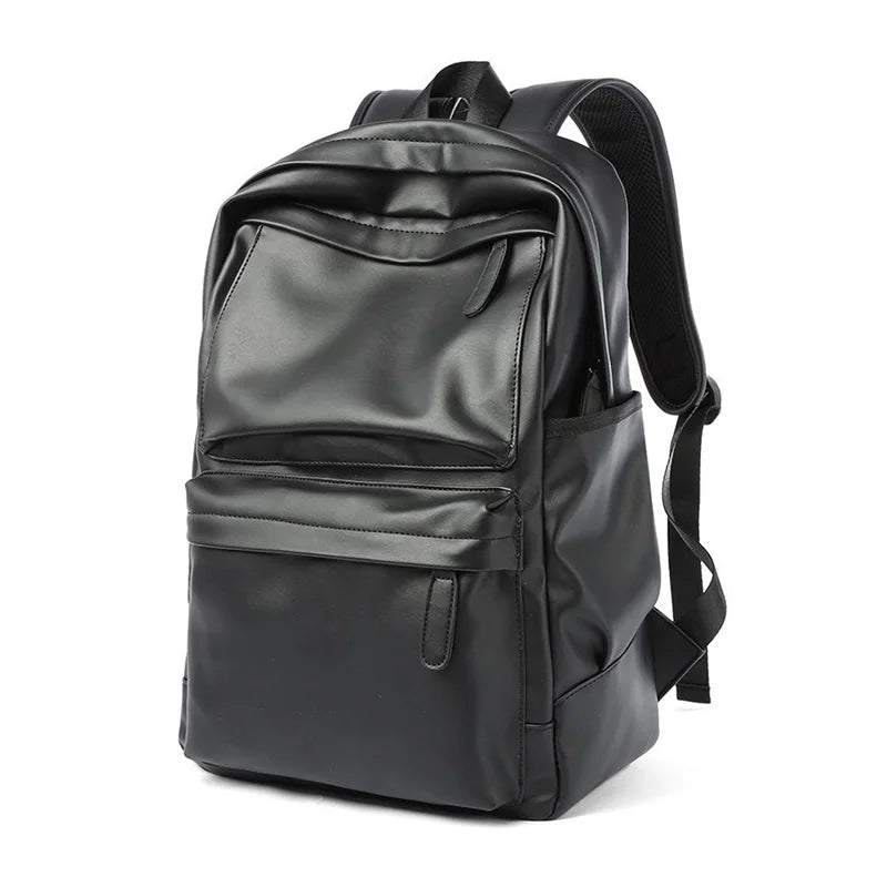Men's PU Leather Backpack – Waterproof Travel & Laptop Bag 14"