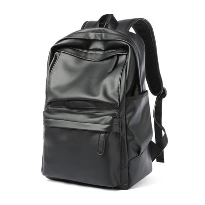 Men's PU Leather Backpack – Waterproof Travel & Laptop Bag 14"