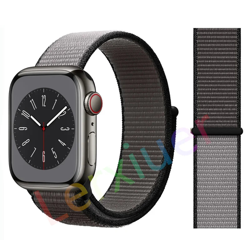 Nylon Loop Strap for Apple Watch Band 46mm 44mm 40mm 42mm 45mm 41mm 49mm 44 mm Bracelet iWatch Series Ultra 2 11 10 9 SE 7 6 5 4