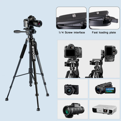 55” Aluminum Tripod Stand – 140cm Camera & Phone Tripod with Pan Head & Quick Release Plate