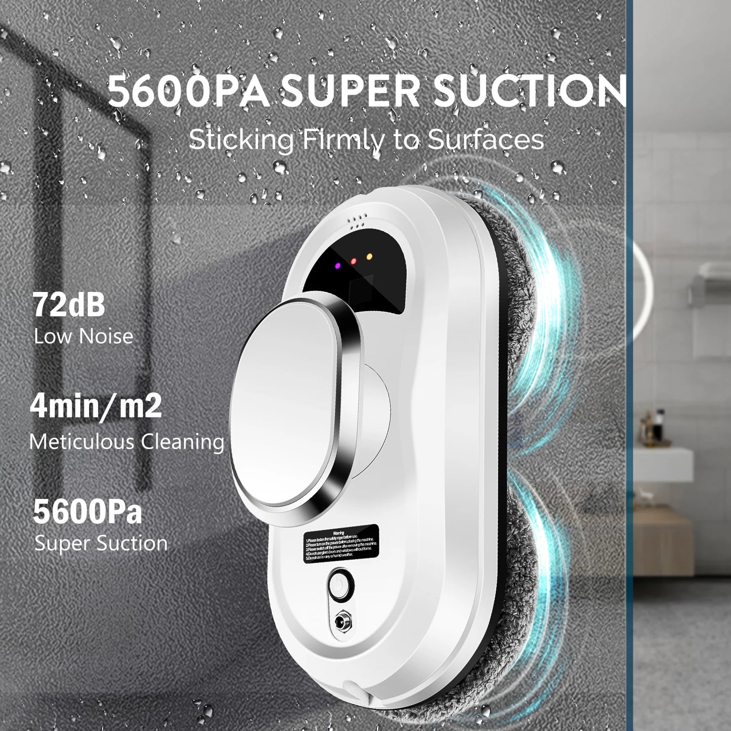 Automatic Window Cleaning Robot with Auto Spray & Safety Rope - Smart Glass Cleaner for Home Use with Remote Control