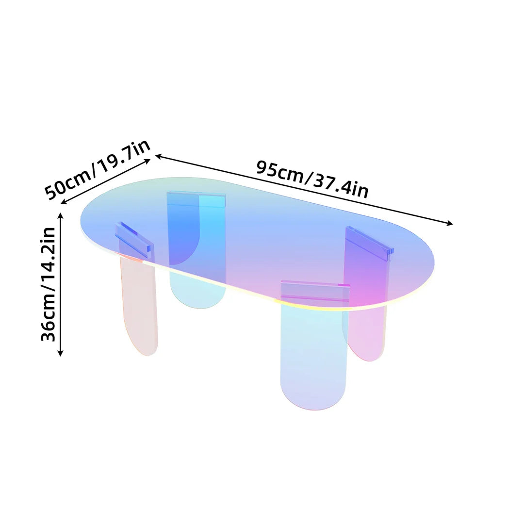 LUVODI Iridescent Clear Acrylic Coffee Table - Shatterproof Sofa Side End Table for Living Room Lounger Room Home Office Decor