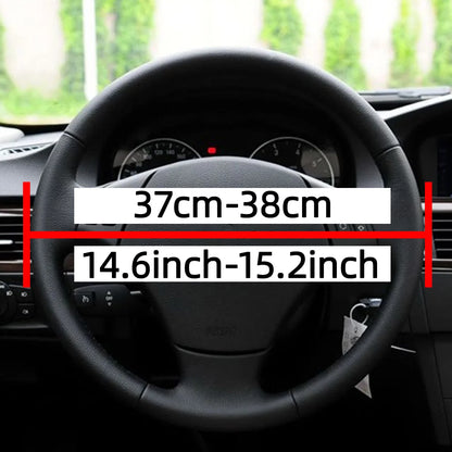 Universal Steering Wheel Cover 38cm (14”) – DIY Stitch-On Leather Wrap Anti-Slip