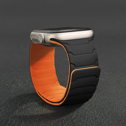 Magnetic Silicone Strap for Apple Watch – Adjustable Band (38–49mm, Ultra & Series Compatible)