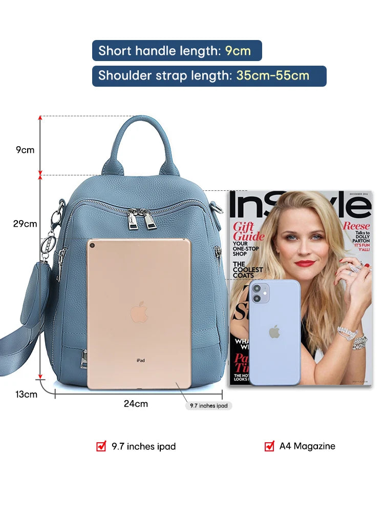 Zency Genuine Leather Women’s School & Travel Backpack