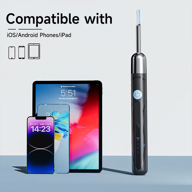 WiFi Endoscope 4.2mm 1080P Ear Picker Camera with Ear Spoon Base for iOS/Android Ear Cleaning Otoscope with Ear Wax Removal Tool