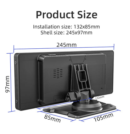 BQCC 10.26” Wireless CarPlay Screen – Portable Car Display with Rear Camera & Android Auto