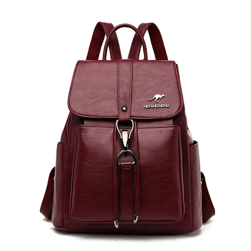 Luxury Soft Leather Women’s Backpack – Fashion School & Shoulder Bag for Girls