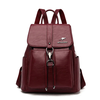 Luxury Soft Leather Women’s Backpack – Fashion School & Shoulder Bag for Girls