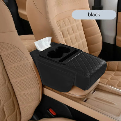 Car Armrest Cushion with 2 Cup Holders – Center Console Heightening Pad (All Seasons)