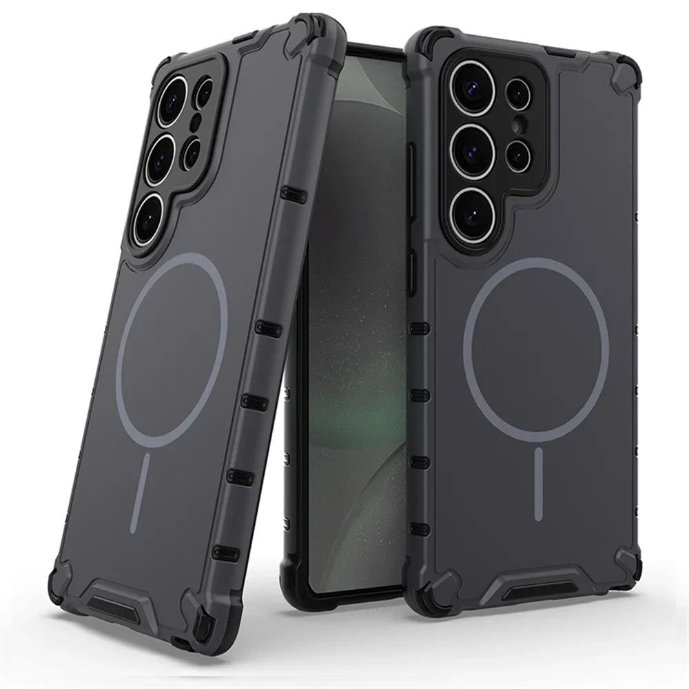 Anti-slip Bumper Armor Magnetic Phone Case For Samsung S24 S25 S26 Plus S23 Ultra A56 A55 A54 A35 A34 A25 A15 For Magsafe Cover