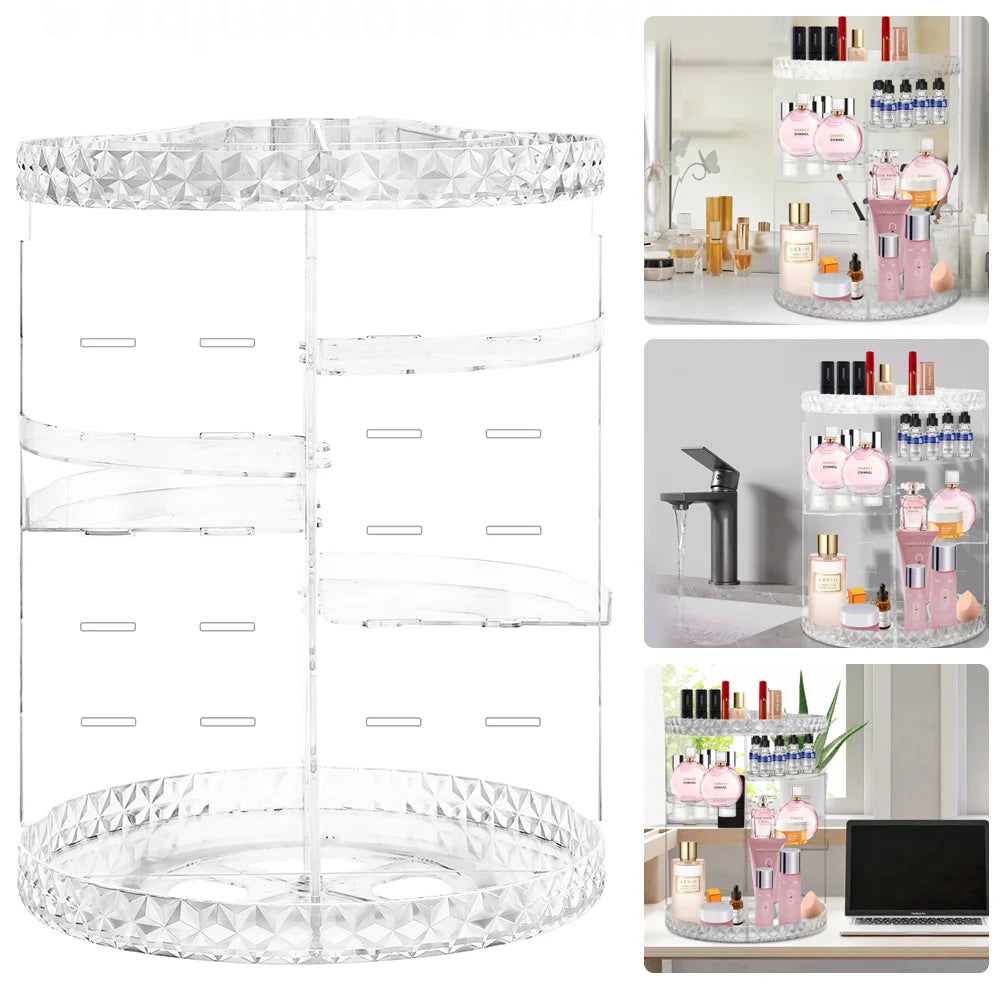 360° Rotating Makeup Organizer Clear Turntable Lazy Susan Organizer Spinning Cosmetic Storage Display Case Cosmetic Organiser