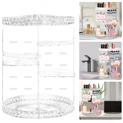 360° Rotating Makeup Organizer Clear Turntable Lazy Susan Organizer Spinning Cosmetic Storage Display Case Cosmetic Organiser