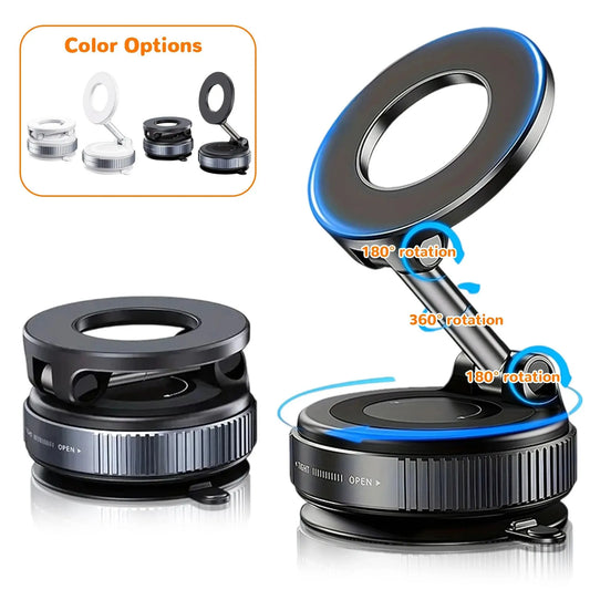 Car Vacuum Magnetic Phone Holder Portable 360°multifunctional Foldable Rotatable Suction Cup Stand for Iphone 16 Samsung Bracket