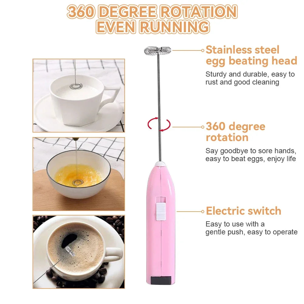 Mini Electric Milk Frother – Wireless Handheld Coffee Whisk & Egg Beater