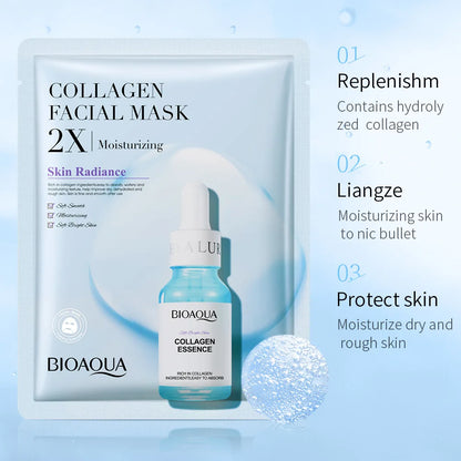 BIOAQUA Centella Collagen Face Mask (20pcs) – Hydrating & Refreshing Sheet Masks with Hyaluronic Acid