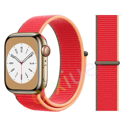 Nylon Loop Strap for Apple Watch Band 46mm 44mm 40mm 42mm 45mm 41mm 49mm 44 mm Bracelet iWatch Series Ultra 2 11 10 9 SE 7 6 5 4
