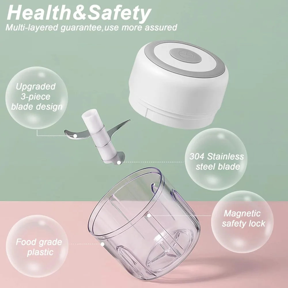 Electric Garlic Mincer 250ml – USB Portable Mini Food Chopper for Vegetables & Onion