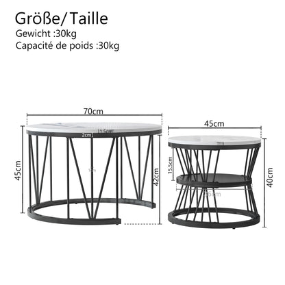 Roshanda 2PCS Nesting Coffee Table Set – Modern Round Sofa Tables