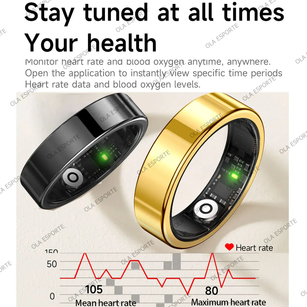 2026 Smart Ring – Heart Rate, Blood Pressure, Sleep & Motion Tracking, IP68 Waterproof
