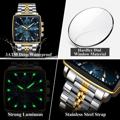 POEDAGAR Men’s Waterproof Chronograph Watch – Stainless Steel Quartz Watch